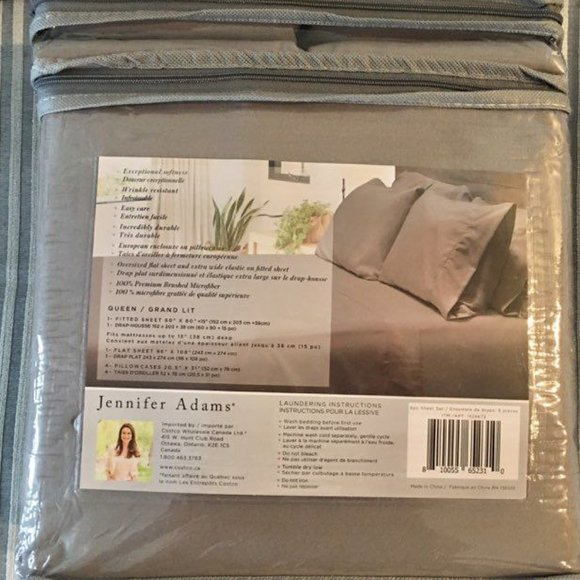 Jennifer Adams Bedding Nwt Queen Bed Sheets Gray Jennifer Adams